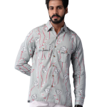 Men's Sanganeri Light Green Hunting Styled Floral Printed Shirt | Elegant Outdoor Wear